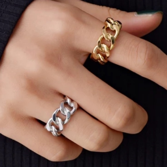 ⛓Minimalist chain sterling silver ring - Picture 2 of 6